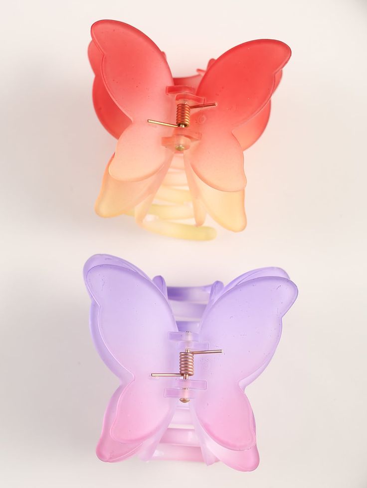 Large transparent matte Double Colored butterfly hair clutches