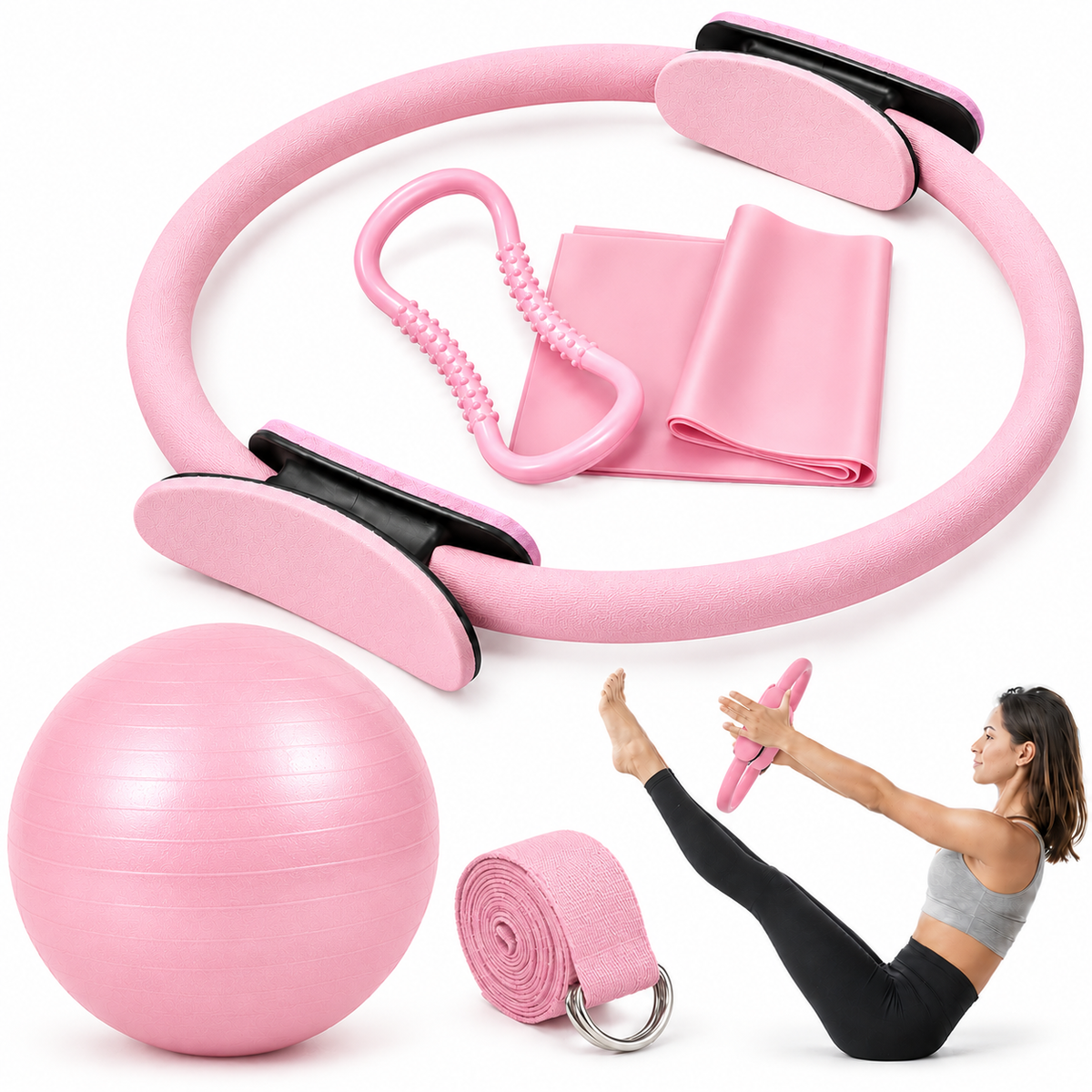 Pilates Essential Kit At-Home Pilates Kit for Women | Pilates Ring, Ball &amp; Resistance Bands Set