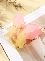 Large transparent matte Double Colored butterfly hair clutches