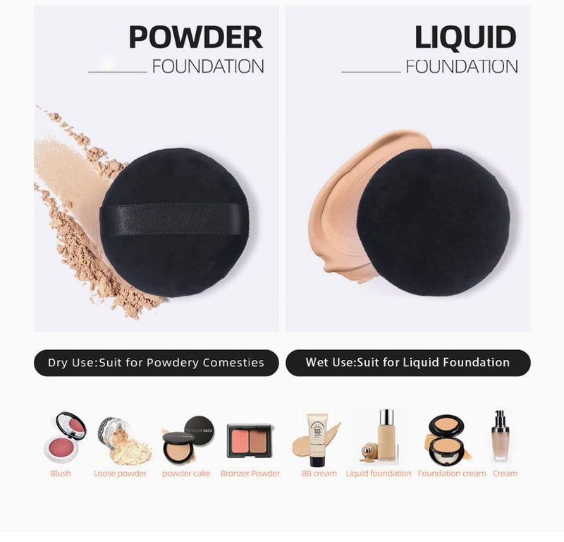 Round Powder Puff Black Set of 2