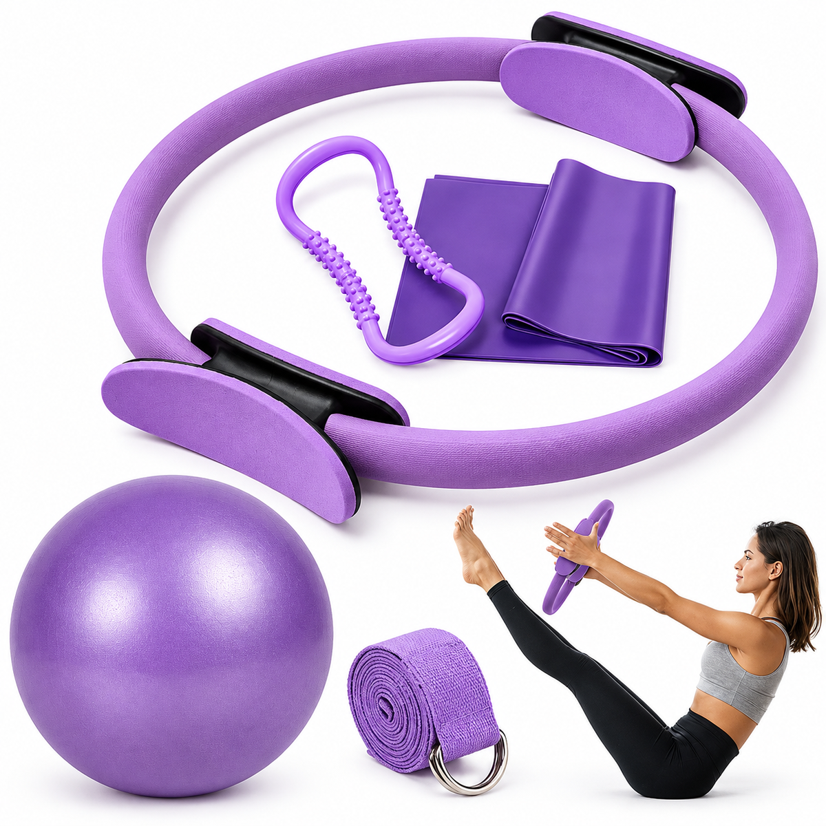 Pilates Essential Kit At-Home Pilates Kit for Women | Pilates Ring, Ball &amp; Resistance Bands Set