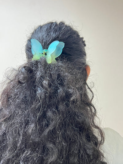 Large transparent matte Double Colored butterfly hair clutches
