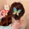 Large transparent matte Double Colored butterfly hair clutches