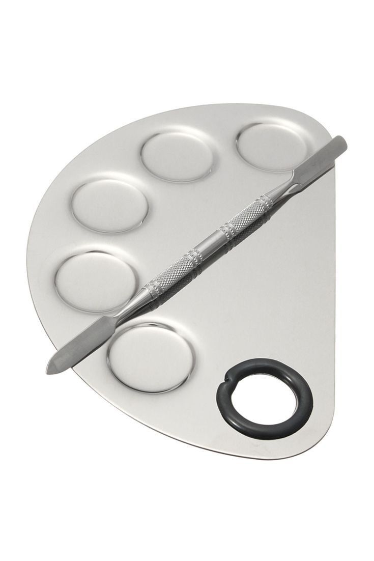Stainless Steel Cosmetic 5 Dip Makeup Mixing Plate with Spatula