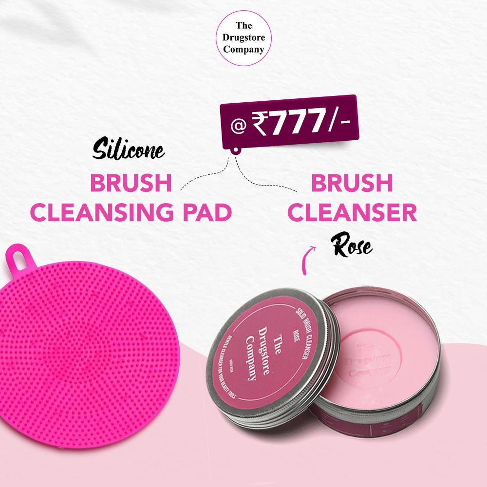 Exclusive Combo - SOLID BRUSH CLEANSER ROSE + SILICONE BRUSH CLEANSING PAD